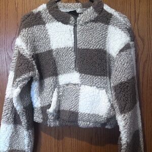 Cozy Checkered Sherpa Pullover